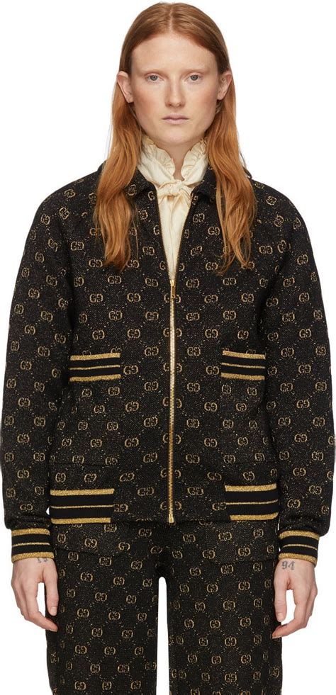 gucci lurex cuffs jacket black sheer|Gucci coats for women.